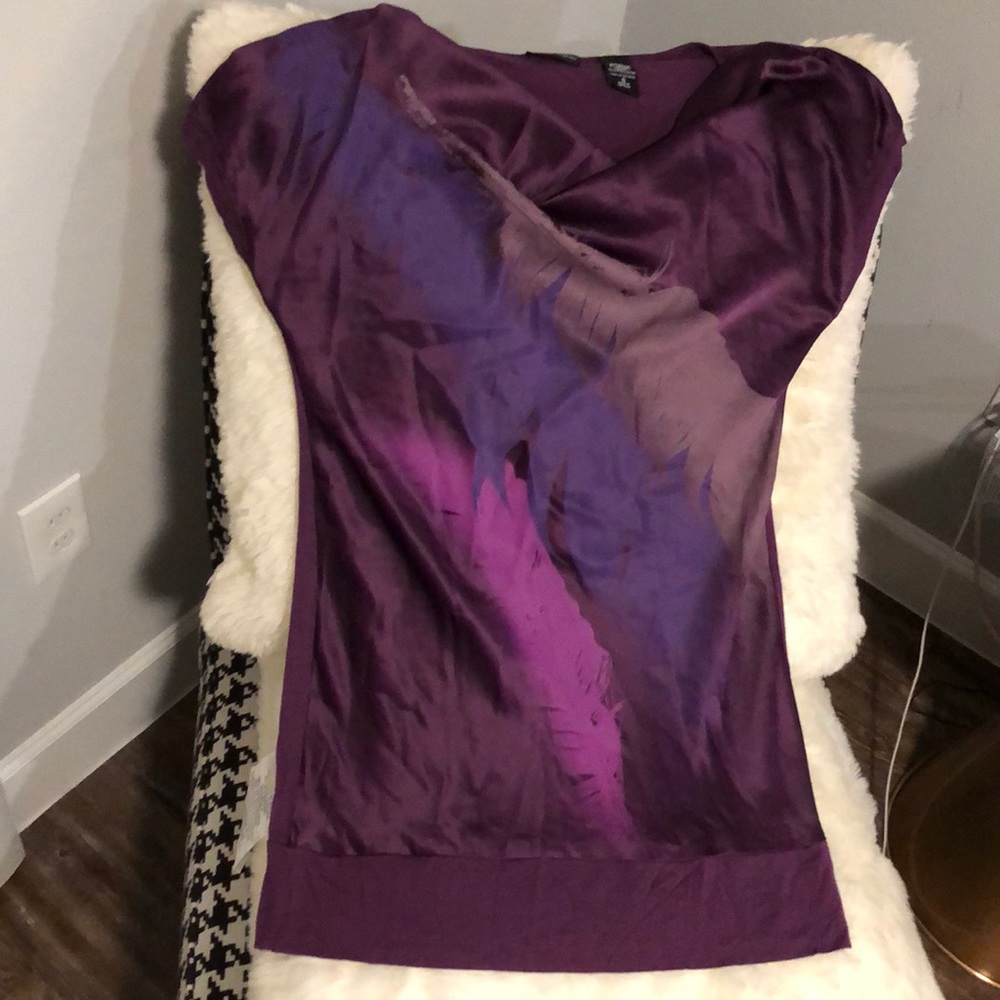 Satin Front Tunic Blouse